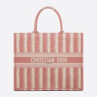 Dior Book Tote D-Stripes Motif Canvas Pink