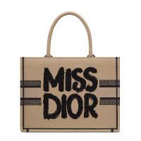 Dior Book Tote In Miss Dior Graffiti Motif Canvas Beige