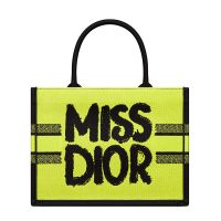 Dior Book Tote In Miss Dior Graffiti Motif Canvas Yellow