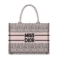Dior Book Tote In Miss Dior Allover Motif Canvas Pink