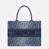 Dior Book Tote In Oblique Jacquard Denim Blue
