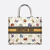 Dior Book Tote Pixel Zodiac Motif Canvas White