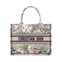 Dior Book Tote In Saisons Printemps-Ete Embroidery White