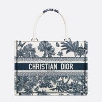 Dior Book Tote In Toile de Jouy Palms Motif Canvas White/Blue