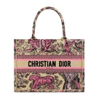 Dior Book Tote In Toile de Jouy Sauvage Motif Canvas Beige/Pink