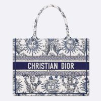 Dior Book Tote In Toile de Jouy Soleil Motif Canvas White/Blue