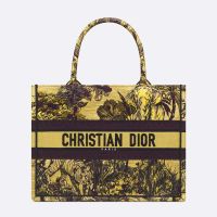 Dior Book Tote Toile In De Jouy Voyage Motif Canvas Yellow