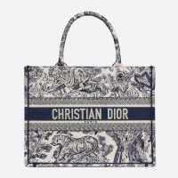 Dior Book Tote In Toile De Jouy Motif Canvas Blue