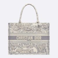 Dior Book Tote In Toile De Jouy Motif Canvas Grey
