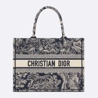 Dior Book Tote In Toile De Jouy Motif Canvas Navy Blue