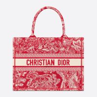 Dior Book Tote In Toile De Jouy Motif Canvas Red