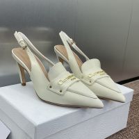 Dior Boy Slingback Pumps Women Supple Calfskin White