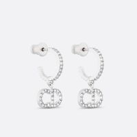 Dior Clair D Lune Hoop Earrings Metal with Crystals Silver