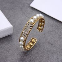 Diorevolution Bangle Metal with Resin Pearls and Crystals Gold