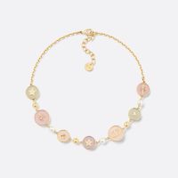 Dior D-Luck Necklace Metal with Resin Pearls and Multicolor Transparent Resin Gold