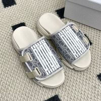 Dior D-Wander Slides Women Dior Graphique and Jacquard Technical Fabric White