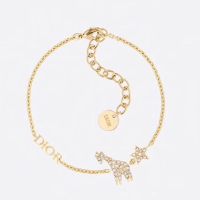 Diorevolution Bracelet Metal with Giraffe and Star Charms Embellished Crystals Gold