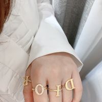 Diorevolution Ring Set Metal with Crystals Gold