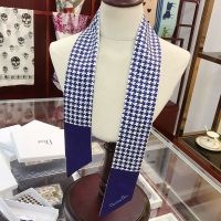 Dior Mitzah Twill Houndstooth 30 Montaigne Motif Silk Blue