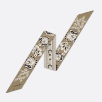 Dior Mitzah Twill In Butterfly Bandana Motif Silk Beige