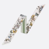 Dior Mitzah Twill In Toile de Jouy Mexico Motif Silk White/Green