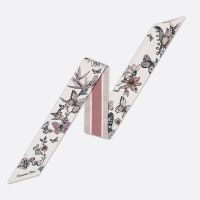 Dior Mitzah Twill In Toile de Jouy Mexico Motif Silk White/Pink