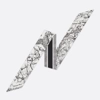 Dior Mitzah Twill In Toile de Jouy Voyage Motif Silk White