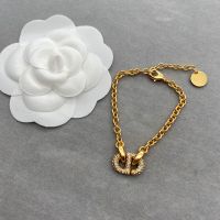 Dior CD Navy Bracelet Metal and CD Signature Embellished Crystals Gold