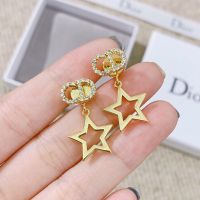 Dior Petit CD Earrings Metal with Crystals and Lucy Star Charms Gold