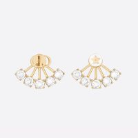 Dior Petit CD Asymmetric Earrings Metal with Crystal-illuminated Fans Gold