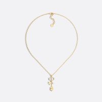 Dior Petit CD Necklace Metal with CD Signature Embellished Crystals, Resin Pearl, Star and Clover Charms Gold
