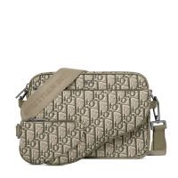 Dior Saddle Triple Pouch In Oblique Motif Canvas Olive