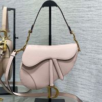 Dior Saddle Bag with Strap In Grained Calfskin Cherry