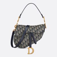 Dior Saddle Bag with Strap In Oblique Motif Canvas Blue