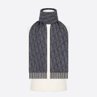 Dior Scarf Oblique Motif Cashmere and Wool Grey/Black