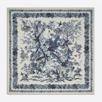 Dior Shawl In Jardin d'Hiver Motif Cashmere and Silk Blue