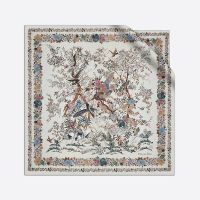 Dior Square Scarf In Jardin d'Hiver Motif Silk White
