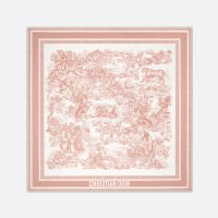 Dior Square Scarf In Toile de Jouy Sauvage Motif Silk Cherry