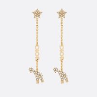 Diorable Giraffe Earrings Metal and White Crystals Gold