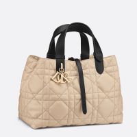 Dior Toujours Bag In Macrocannage Calfskin Apricot/Black