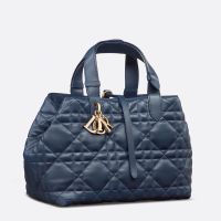 Dior Toujours Bag In Macrocannage Calfskin Navy Blue