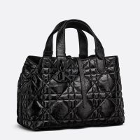 Dior Toujours Bag In Macrocannage Crinkled Calfskin Black