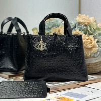 Dior Toujours Bag In Ostrich Leather Black
