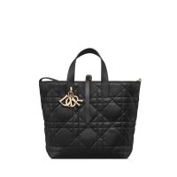 Dior Toujours Vertical Tote Bag In Macrocannage Calfskin Black