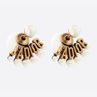 Dior Tribales Earrings Antique Metal with Resin Pearls and J'Adior Signature Gold