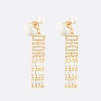 Dior Tribales Earrings Metal with Resin Pearls and DIOR Signatures Enhanced Baguette-cut Crystals Gold