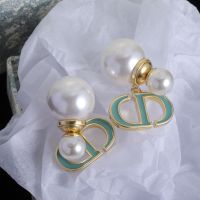 Dior Tribales Earrings Metal with Resin Pearls and Petit CD Signatures Embellished Lacquer Gold/Green