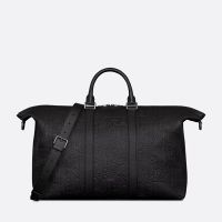 Dior Weekender 40 Bag In Dior Signature Grained Calfskin Black
