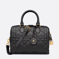 Dior Groove 25 Bag In Macrocannage Calfskin Black