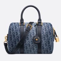 Dior Groove 25 Bag In Oblique Motif Denim Blue